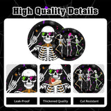96-Piece Halloween Partyware Set, Dancing Skeleton Paper Plates Napkins Forks