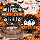 Trick or Treat Halloween Plates: 24-Pack Thick Paper, Ghosts Bats Spiders Webs