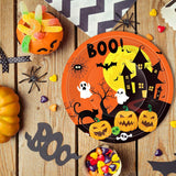 Haunted House Halloween Plates, 9-Inch Paper, 50 Count Set for Parties, Birthdays, Events