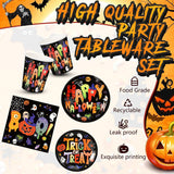 Happy Halloween Party Set, 30 Guests, 9, 7-Inch, 9-Ounce Cups, Plastic Forks, Napkins