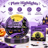 40-Piece Halloween Partyware Set: 9-Inch Purple Black Plates Napkins