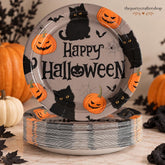 Happy Halloween Paper Plates, 50-Pack 9-Inch Disposable Party Tableware