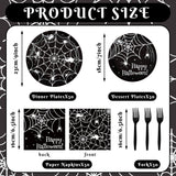 200-Piece Halloween Partyware Set: 9-Inch Spider Web Plates, Napkins, Forks
