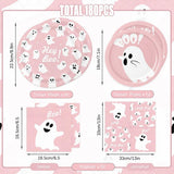 180-Piece Pink Halloween Partyware Set: Ghost Plates, Napkins (Disposable)