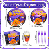 Halloween Party Set: 25 Guests, 9-Inch Dinner Plates, 7-Inch Dessert, 8-Ounce Cups, Napkins, Forks