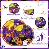 Disposable Halloween Tableware: 9-Inch Plates, 7-Inch Dessert Plates, Printed Napkins