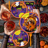 Disposable Halloween Tableware: 9-Inch Plates, 7-Inch Dessert Plates, Printed Napkins