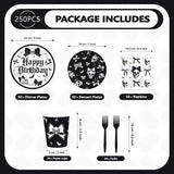 Black White Gothic Partyware: 250-Piece Disposable Skull Bats Bows Birthday Halloween Wedding Party Set