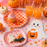 60-Piece Halloween Partyware Set: 9-Inch Paper Plates, Pumpkin & Ghost Napkins