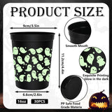 Halloween Ghost Cups: 30-Pack 16oz Stackable Disposable Cups for Cold Drinks