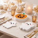 100 Disposable Napkins: 50 Ghost 50 Pumpkin Shapes (3-Ply)