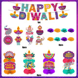 Happy Diwali Banner and Centerpieces: Coordinated Indian Cultural Event Decor Set