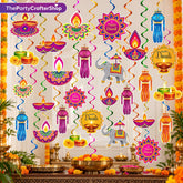 Traditional-Inspired Diwali Decorations, 12 Styles, Printed Cardstock Hanging