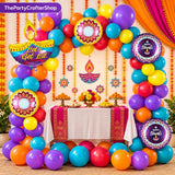 Festival of Lights Balloon Kit: 100 Yellow Orange Red Purple Blue, 5 Foil Diya