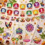 Festival of Lights Display: 8 Diwali Swirls + 2 Banners with Diya Elephant Lotus