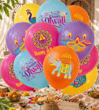 Festival of Lights Balloons, 5 Designs (Elephant, Peacock, Diya, Mandala)