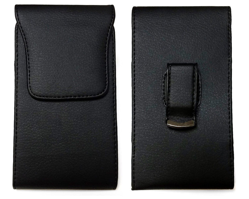 Black Vertical Belt Clip Holster Leather Pouch Cover Case for ZTE ZMAX Z970
