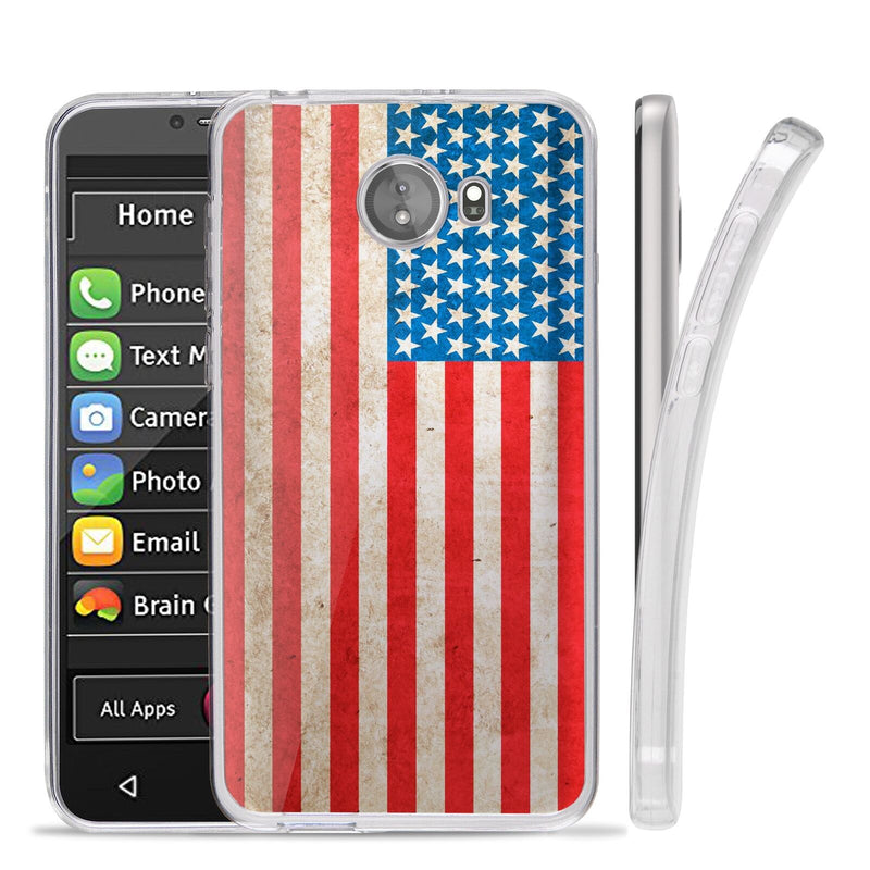 For Greatcall Jitterbug Smart2 5.5" Flex Gel Tpu Slim Durable Cover Case Us Flag