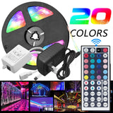 32.8 Feet RGB Waterproof LED Strip Light SMD 44 Key Remote 12V DC Power Kit 5050