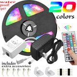 32.8 Feet RGB Waterproof LED Strip Light SMD 44 Key Remote 12V DC Power Kit 5050
