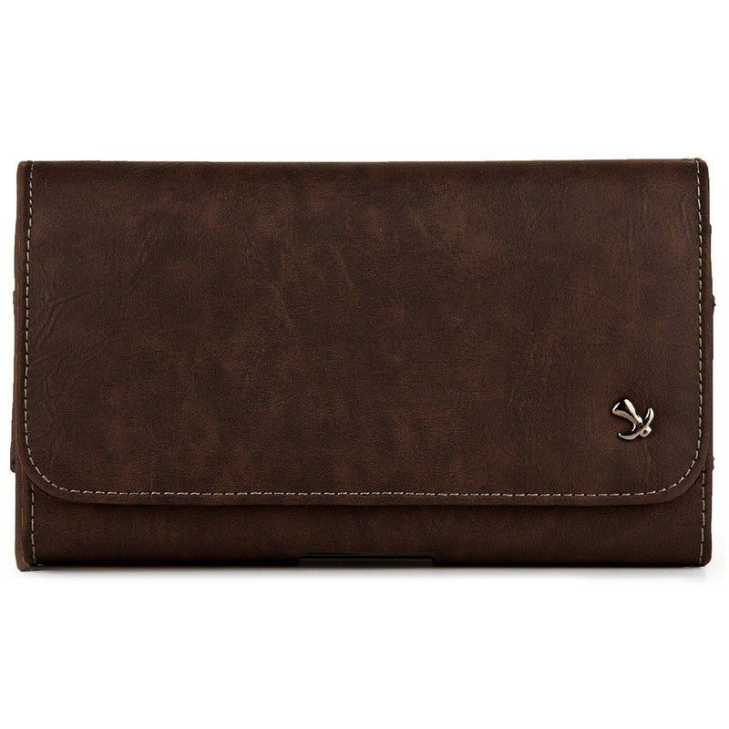 Brown Horizontal Belt Clip Leather Pouch Case for Samsung Galaxy S6 Edge Plus
