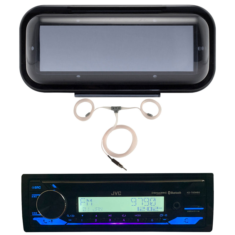 Jvc Marine Bluetooth Siriusxm Radio W/ Cover - Black , Enrock Am/Fm Boat Antenna