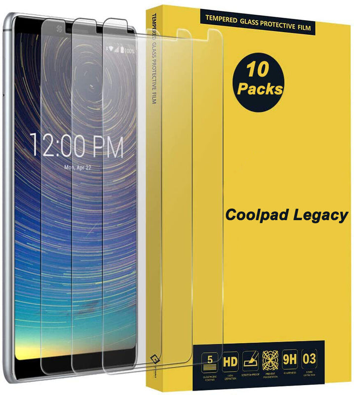 10Pack For Coolpad Legacy 2019 Full Cover Tempered Glass Screen Protector -Clear