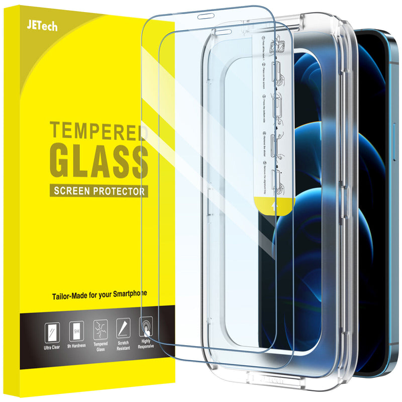 JETech One Touch Install Screen Protector for iPhone 12 Pro Max Full Coverage
