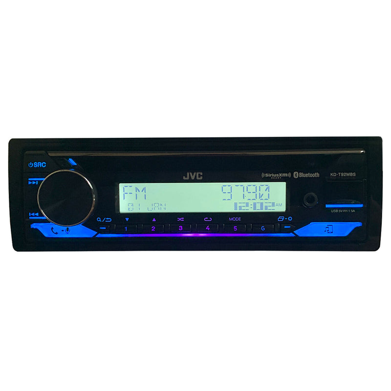 JVC KD-T92MBS Single DIN Marine Bluetooth USB AUX AM/FM SiriusXM CD Receiver