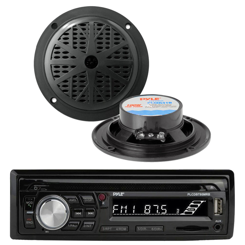 Black New Marine PLCDBT95 Boat AM FM CD MP3 AUX Radio Receiver Pair of Speakers