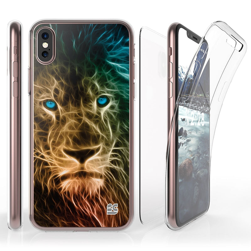 For Iphone X Full Coverage Front Back Protector Case Electric Lion