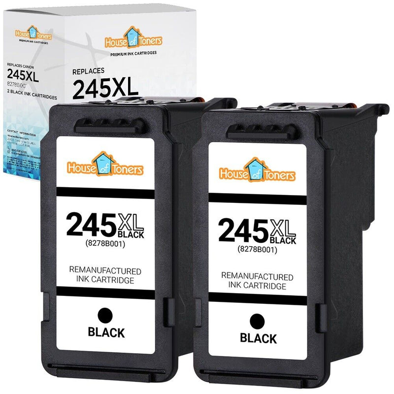 2Pk Pg 245Xl Black Ink For Canon Pixma Mg2555 Mx490 - Show Ink Level
