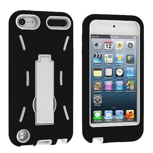 Hybrid Armor Case with Kickstand for iPod Touch 5th Gen - Black/White