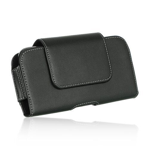 Horizontal Leather Pouch with Swivel Clip for Apple iPhone 6 6S 7 8 Plus - Black