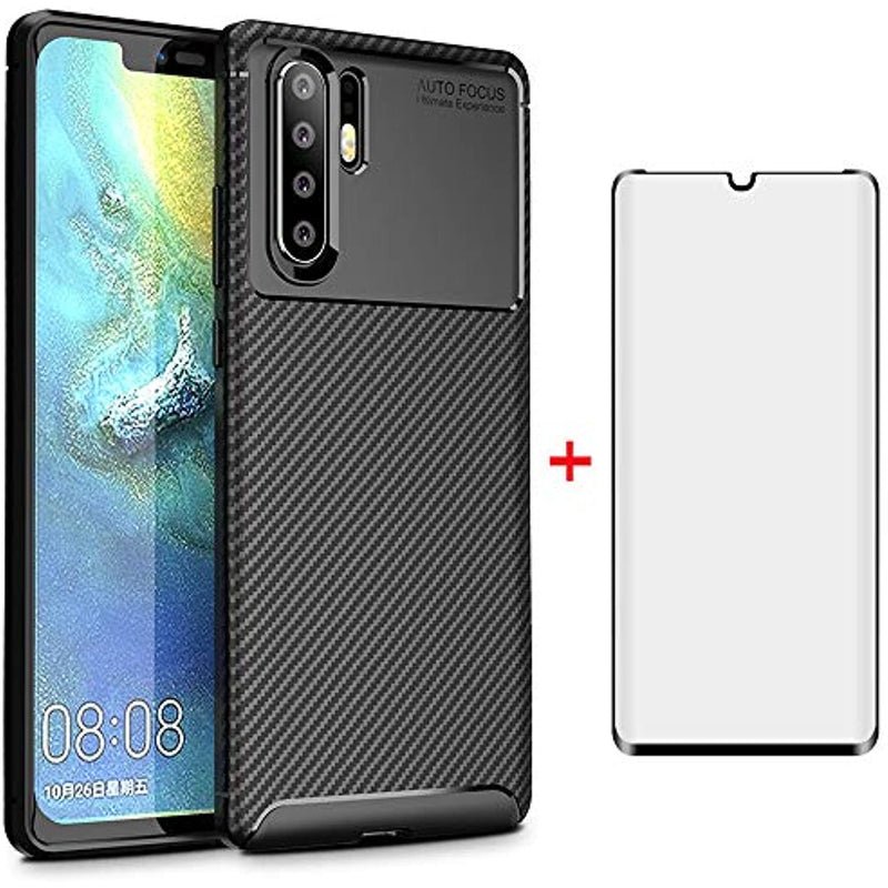 Slim Phone Case For Huawei P30 Pro With Tempered Glass Screen Protector Cover