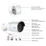 5MP PoE Outdoor Security Camera 100ft Night Vision Up to 256GB SD Card