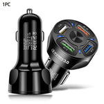 Yuhoo Usb Car Charger Universal 4 Port Car Charger With Q C 3 0 Fast Charge And Led Light Durable Car Charger Supplies Compatible With Phone White Free Size