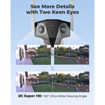 2K 4G LTE Cellular Security Camera Wireless Outdoor with Dual Lens 150°