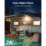 2K Wireless Outdoor Security Camera Color Night Vision 2.4/5 GHz with Solar Panel