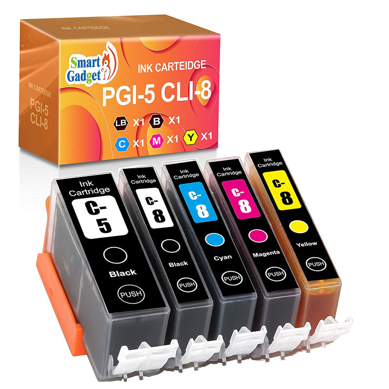 Smart Gadget Pgi 5 Cli 8 5 Pack Compatible Ink Cartridge For Canon Pgi 5 Cli 8 Pgi5 Cli8 For Pixma Ip6700D Ix4000 Ix5000 Mp500 Mp800R Ip4200 Ip4300 Xlbk Sma