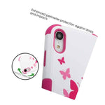 For Iphone Xr 6 1 Hard Hybrid Kickstand Armor Case Cover Pink Butterfly