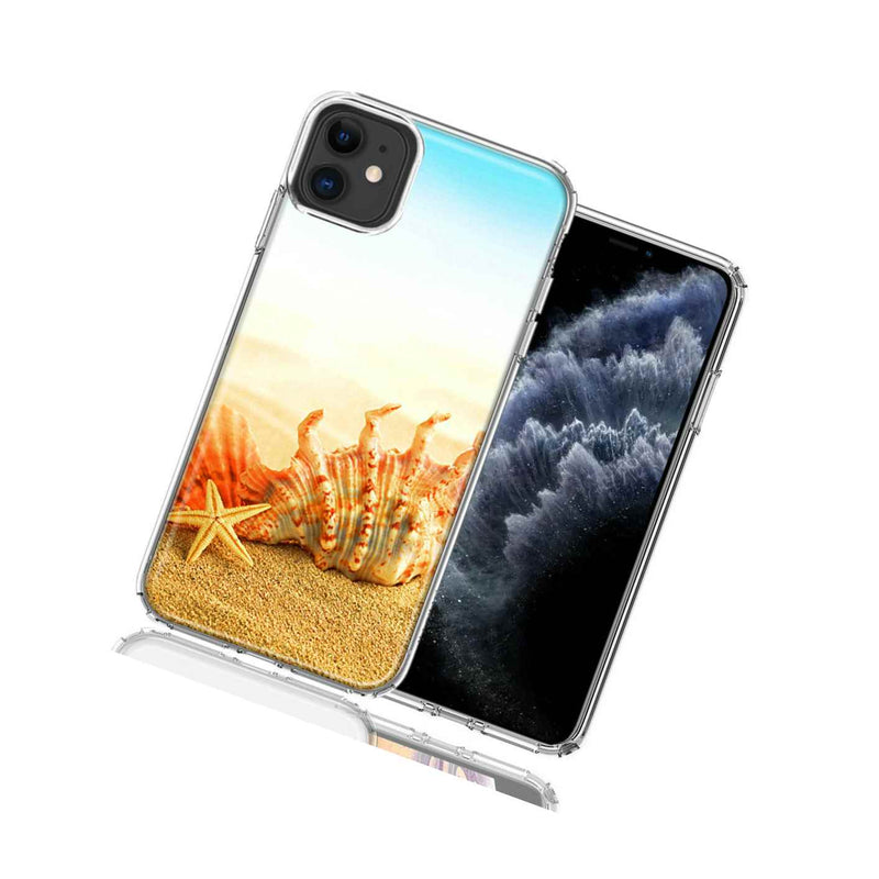 For Apple Iphone 11 Beach Shell Design Double Layer Phone Case Cover