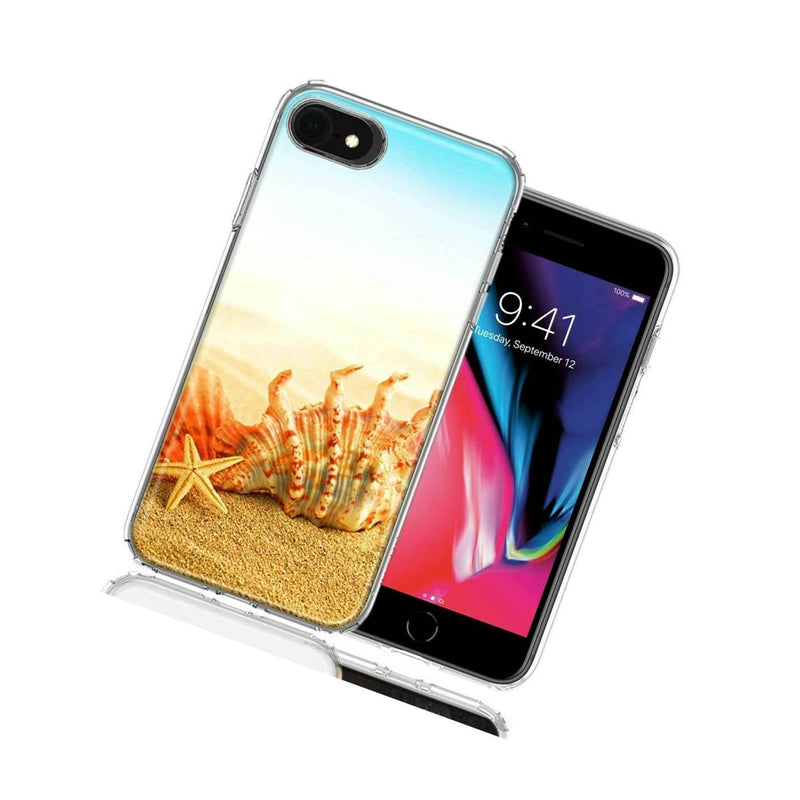 For Apple Iphone 7 8 Se Beach Shell Design Hybrid Phone Case