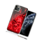 For Apple Iphone 12 Pro Max Red Flaming Skull Design Double Layer Phone Case