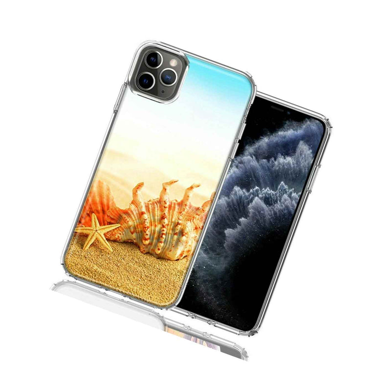 For Apple Iphone 11 Pro Beach Shell Design Double Layer Phone Case Cover