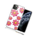 For Apple Iphone 11 Pro Max Pink Daisy Flower Design Double Layer Phone Case