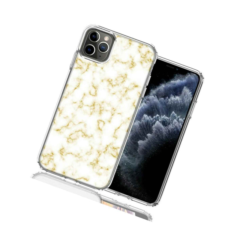 For Apple Iphone 12 Pro 12 Gold Marble Design Double Layer Phone Case Cover