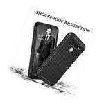 For Lg Stylo 6 Hard Hybrid Armor Impact Phone Case Cover Black Carbon Fiber