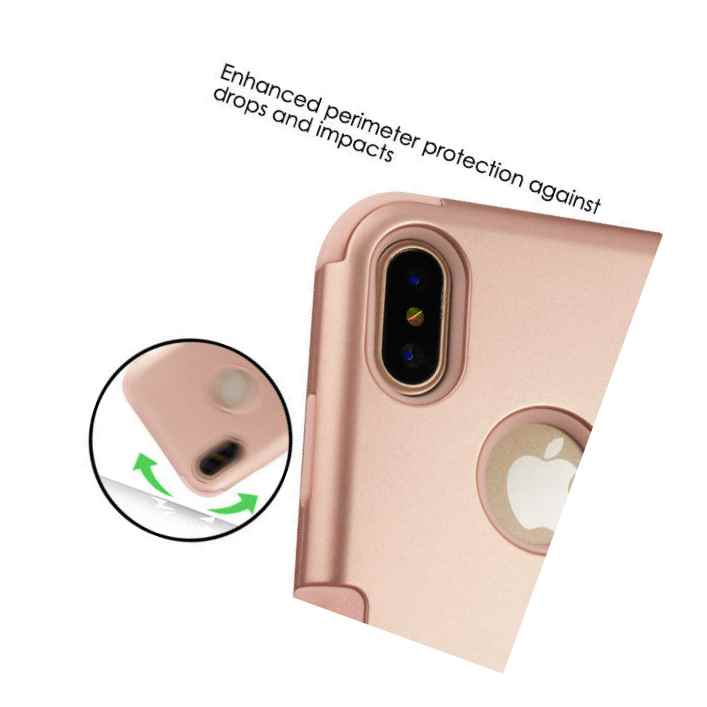 Iphone X Xs Hybrid High Impact Shockproof Armor Skin Case Cover Rose Gold