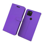 Purple Rfid Pu Leather Wallet Card Cover Phone Case For Tcl T Mobile Revvl 5G